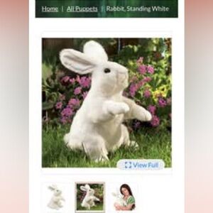 Folkmanis Standing White Rabbit hand puppet stuffed animal